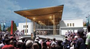 Artist's impression of the entrance to the Sir Howard Morrison Centre. Courtesy of Shand Shelton